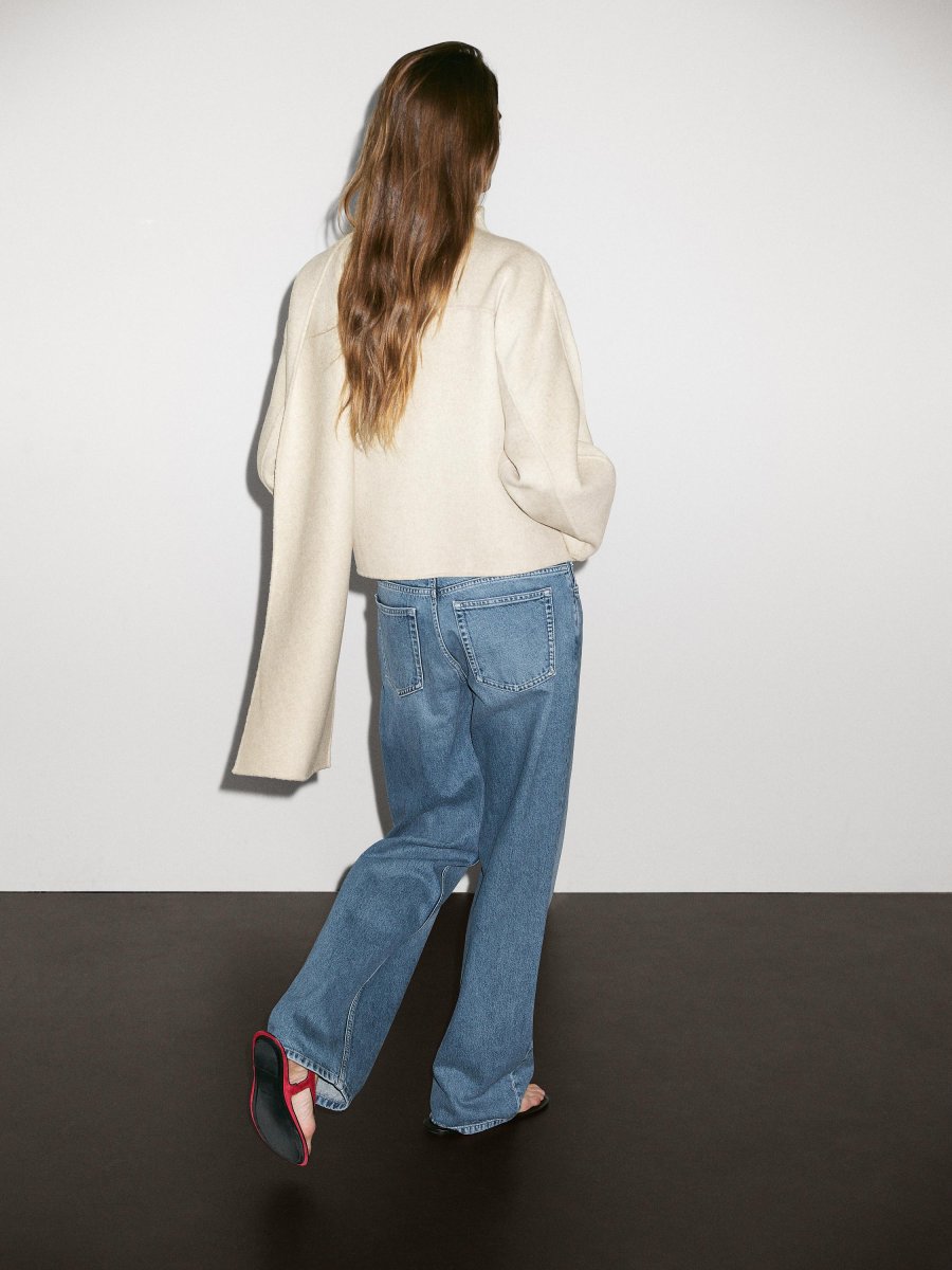 Aveline Asymmetrische Jas | Dames jas met wolmix & sjaaldetail - Afbeelding 4