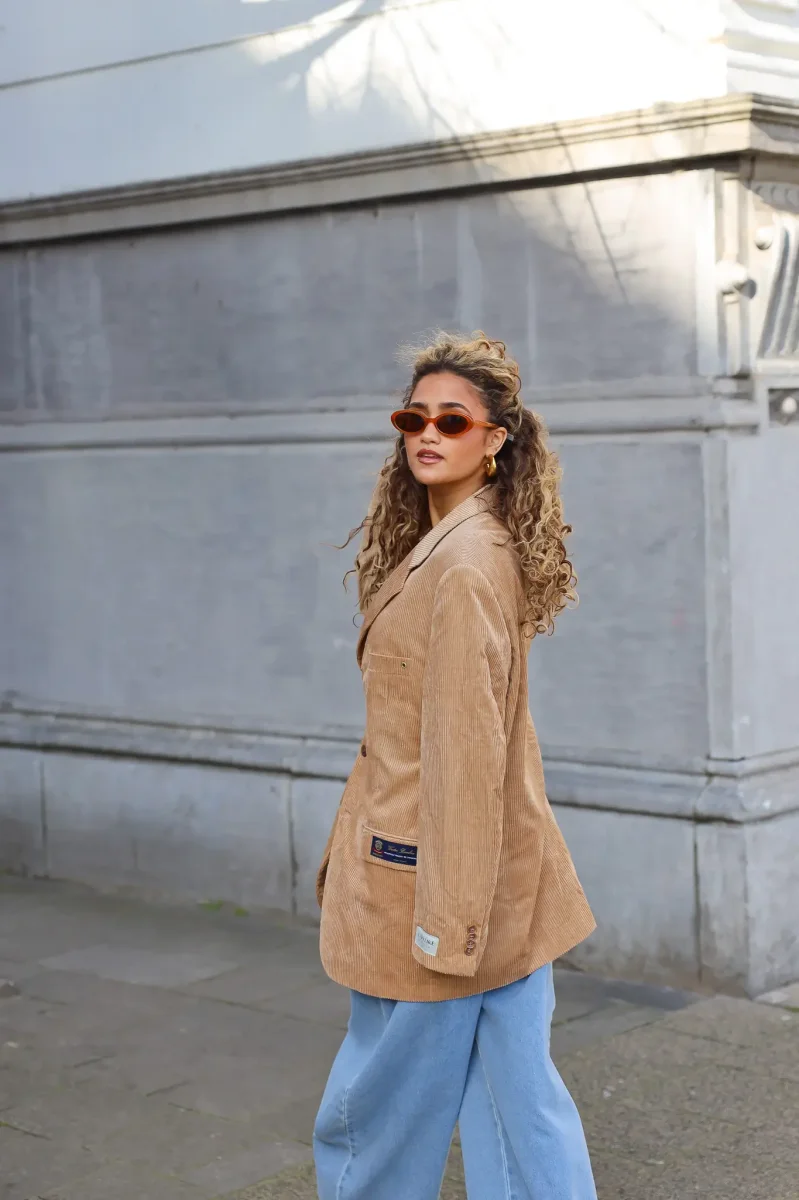 Atelier Series Reworked Blazer Rib Stof Camel - Afbeelding 4