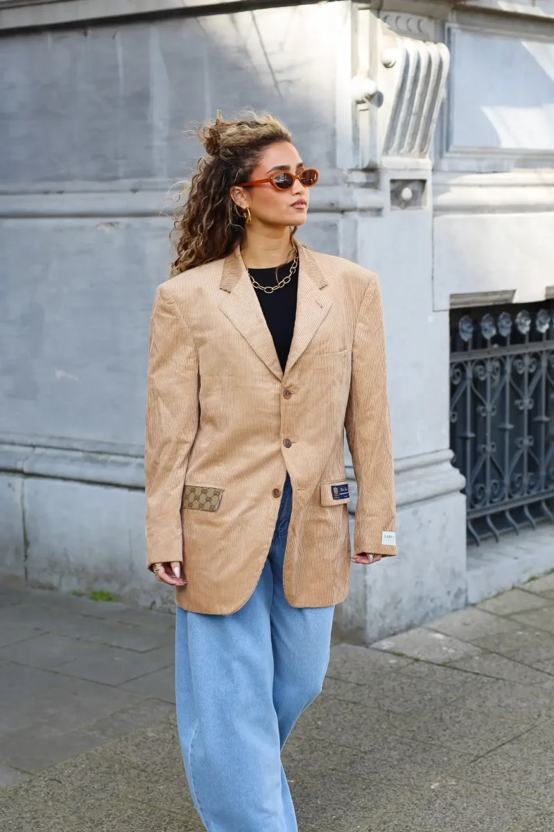 Atelier Series Reworked Blazer Rib Stof Camel - Afbeelding 2
