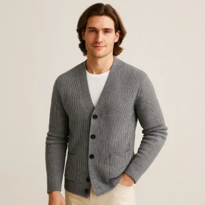Matteo Deschamps | Luxe Heren Gebreide Vest in Donkergrijs