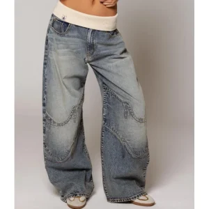 Seyra | Baggy Wide-Leg Jeans met Tailleband & Streetstyle Vibes