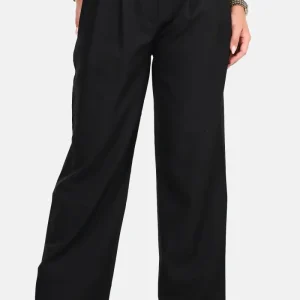 Bandplooibroek met hoge taille zwart