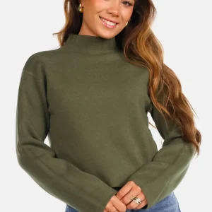 Basic cropped trui kaki