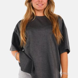 Loose fit basic t-shirt donkergrijs