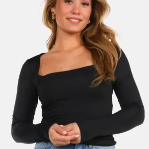 Basic shirt vierkante hals zwart