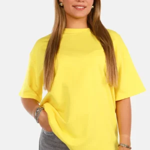 Basic T-shirt met ronde hals geel