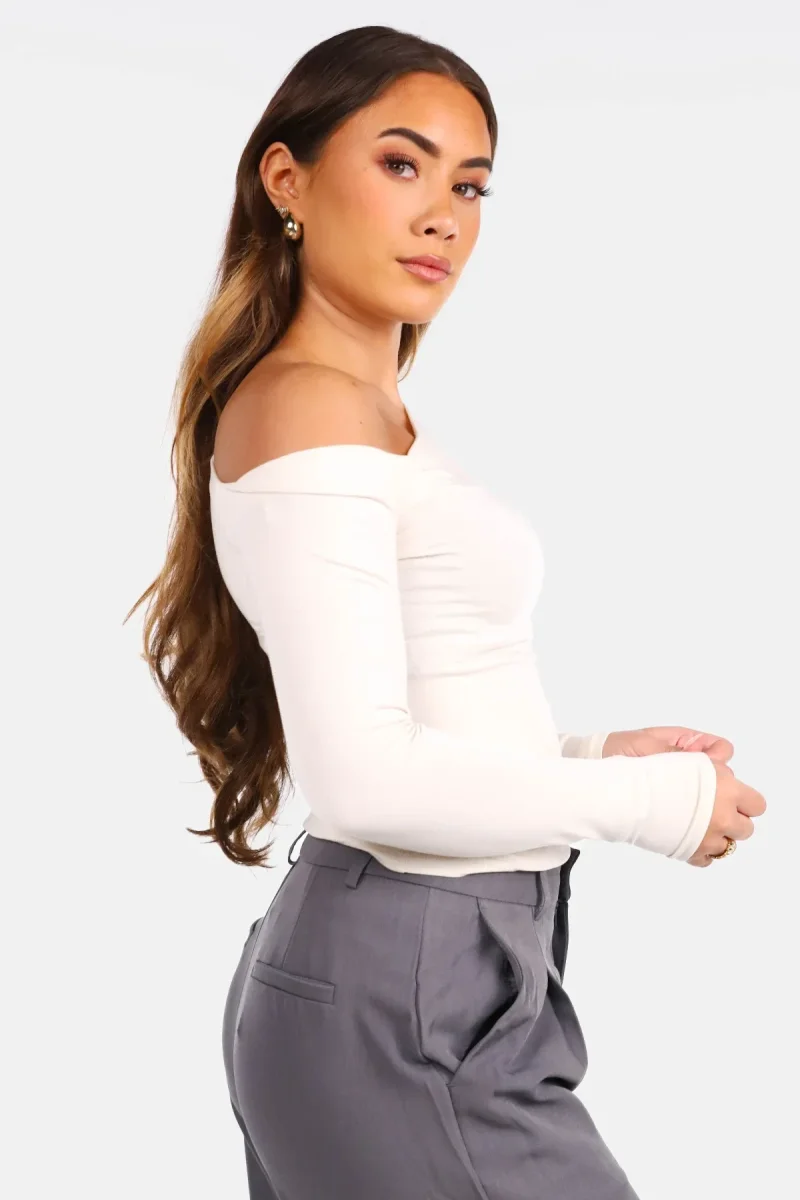 Basic top off shoulder beige - Afbeelding 4