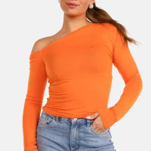 Basic top off shoulder oranje