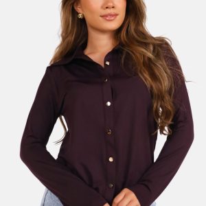 Blouse met knoopsluiting paars