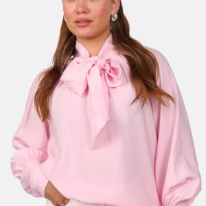 Blouse met strikdetail en kraag lichtroze