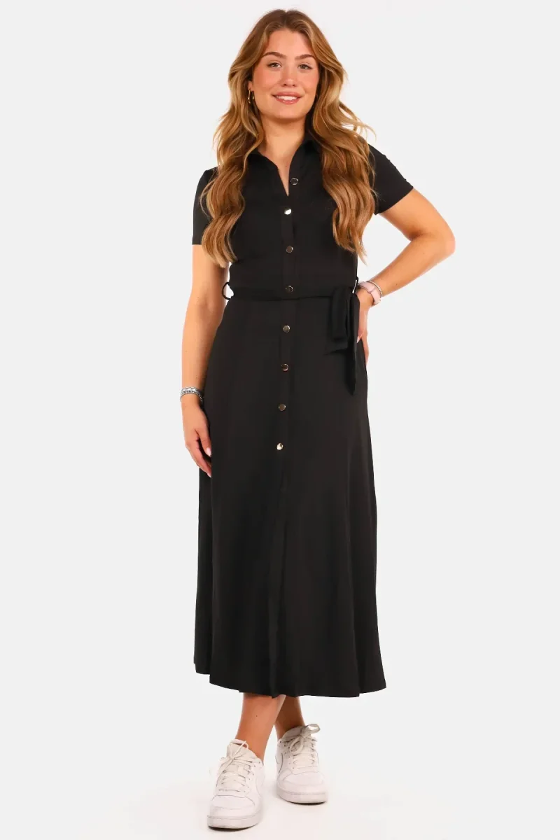 Blousejurk met ceintuur zwart - Afbeelding 2