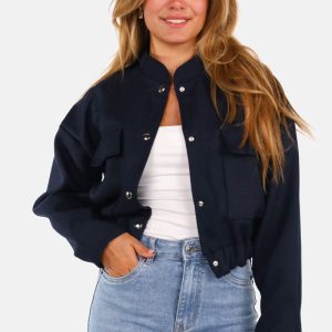 Bomberjack met zakken donkerblauw