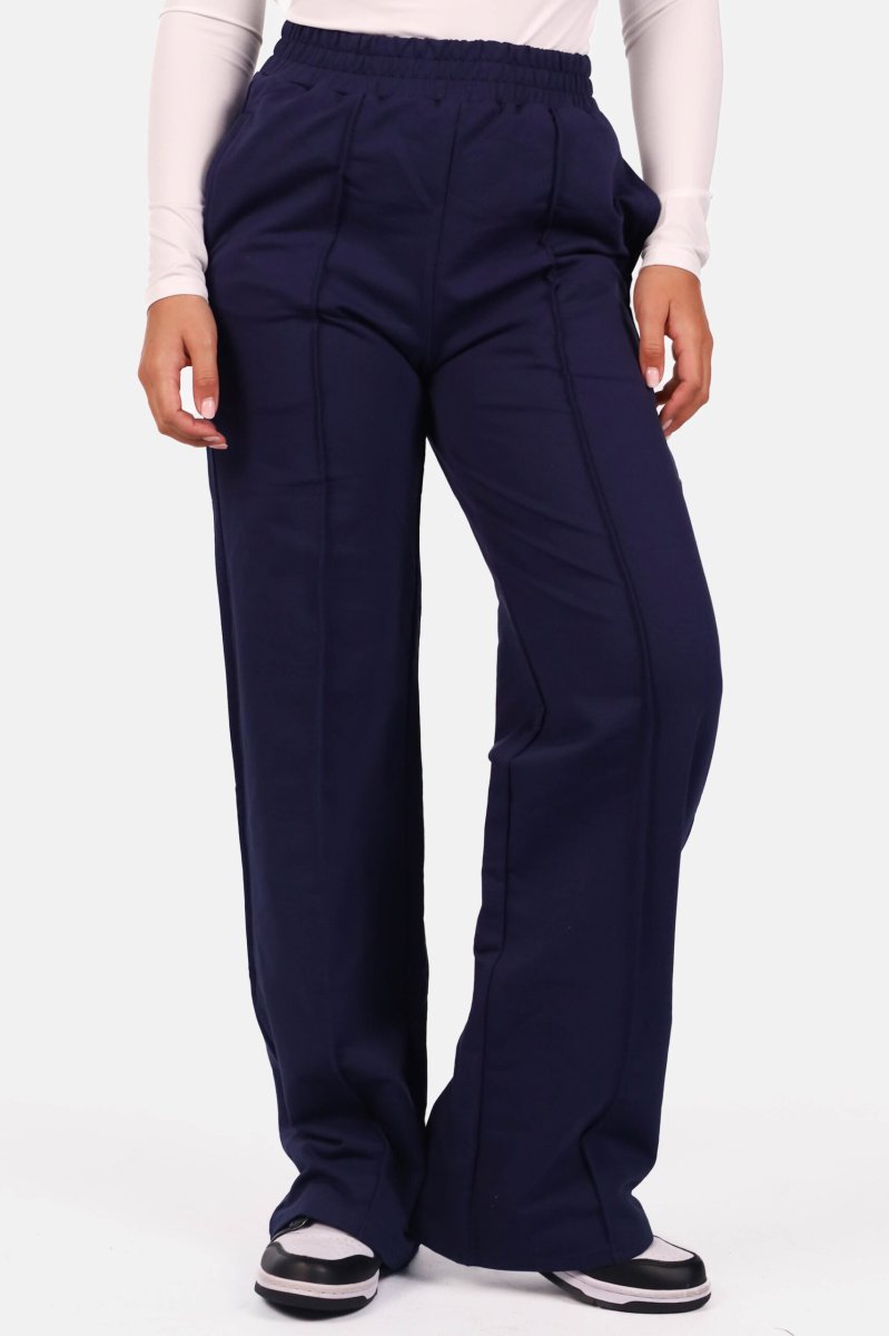 Broek wide leg casual donkerblauw - Afbeelding 2