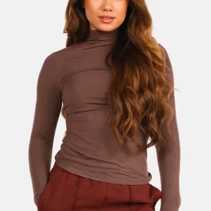 Cashmere top col bruin
