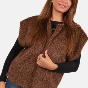 Fluffy gilet bruin