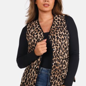 Gilet met knoopsluiting leopard