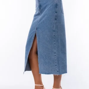 Glitter denim rok lichtblauw