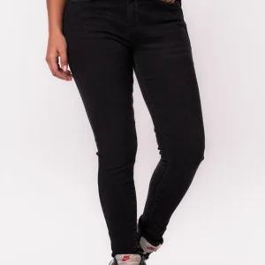 High rise push up skinny antraciet zwart