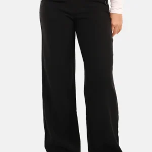 High waist pantalon met knopen zwart