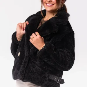 Jas kort teddy zwart