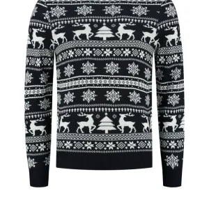 Kersttrui all-over-kerstprint zwart
