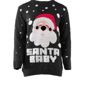Kersttrui santa baby zwart