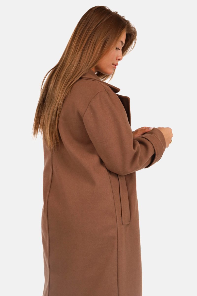 Klassieke oversized mantel met knoopsluiting bruin - Afbeelding 5