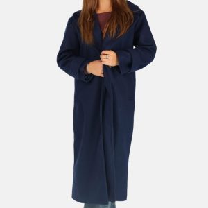 Klassieke oversized mantel met knoopsluiting donkerblauw