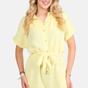 Korte jumpsuit van katoen geel