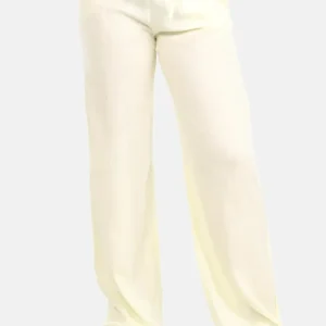 Linnen wide leg broek geel