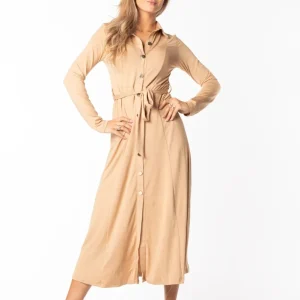 Maxi travel blousejurk taupe