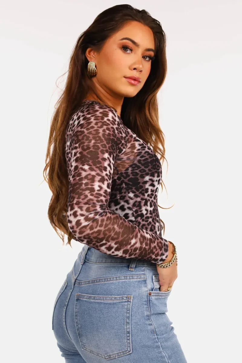 Mesh top leopard grijs - Afbeelding 4