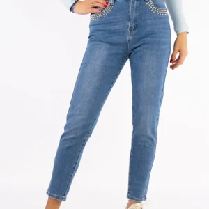 Mom jeans studs lichtblauw