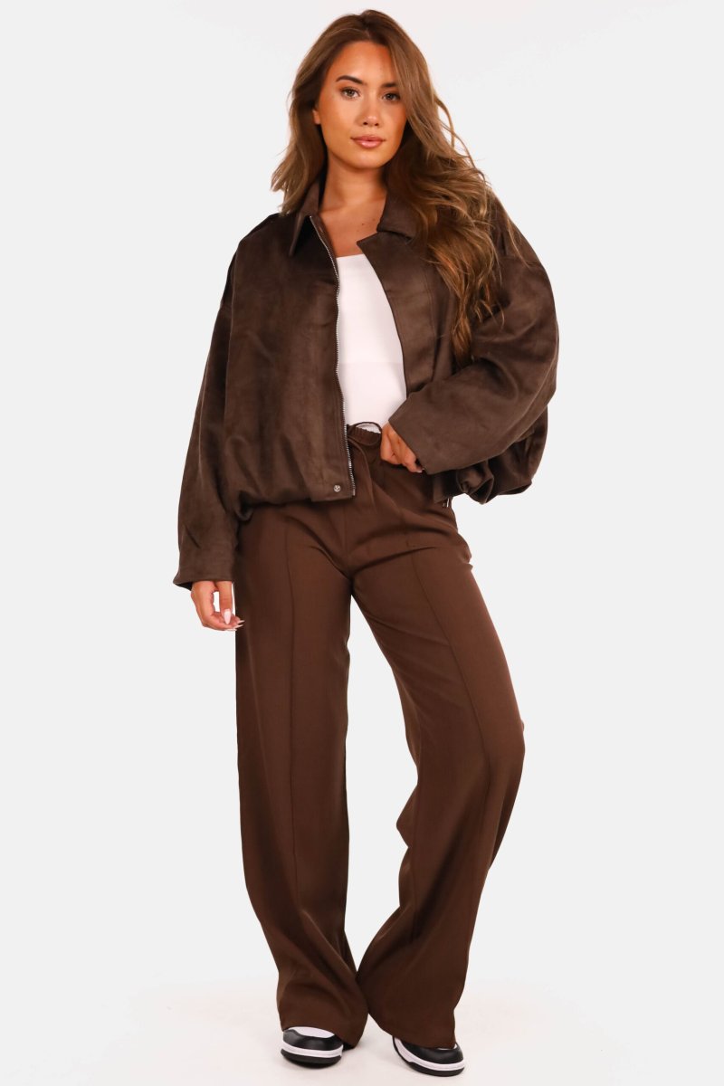 Oversized jasje suèdelook bruin - Afbeelding 3