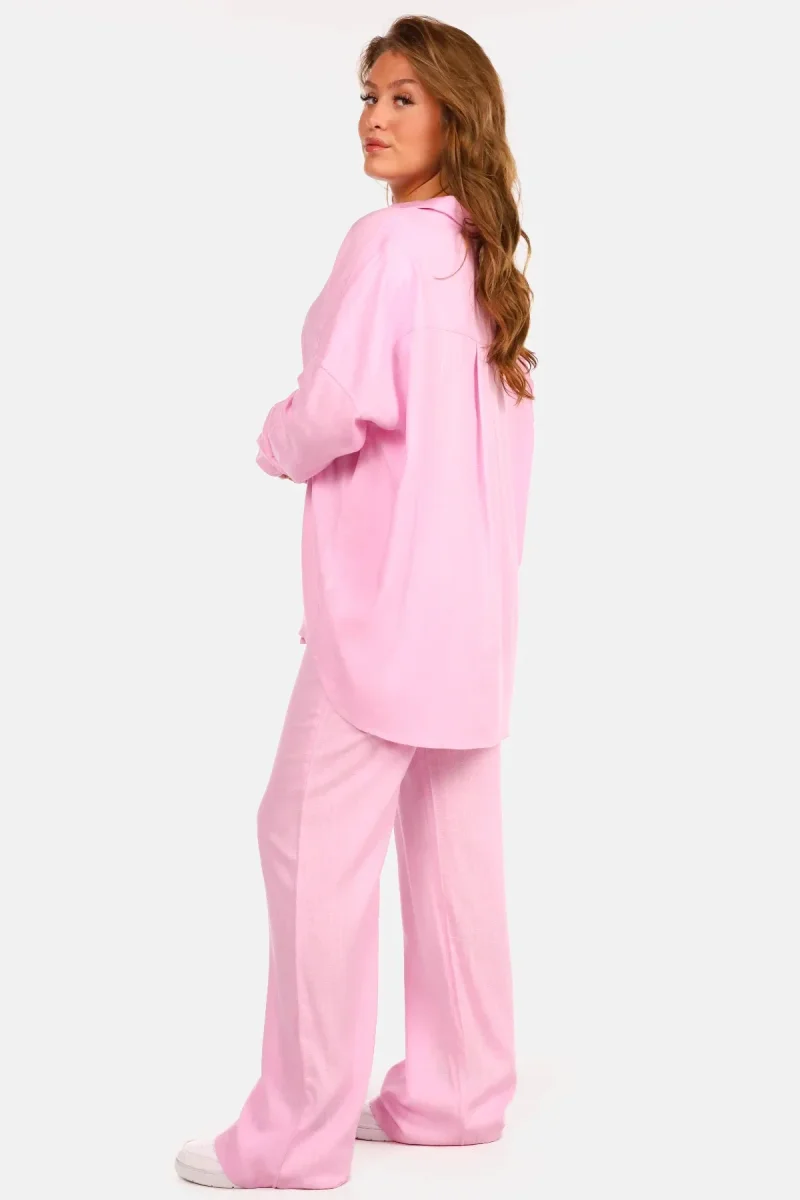 Oversized linnen blouse roze - Afbeelding 5