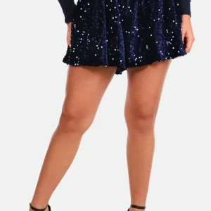 Pailletten broekje donkerblauw