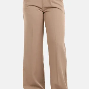 Pantalon wide leg high waist donker taupe
