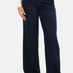 Pantalon wide leg high waist donkerblauw