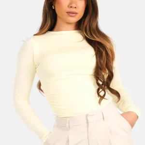 Shirt met lange mouwen stretch geel
