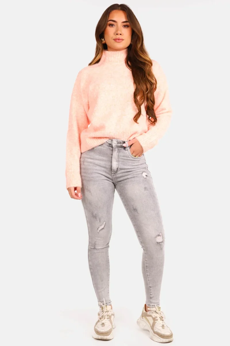 Skinny jeans met slijtagedetails grijs - Afbeelding 3
