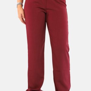 Straight leg pantalon met hoge taille bordeaux
