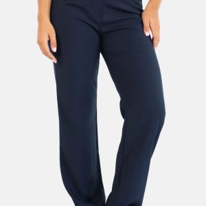 Straight leg pantalon met hoge taille donkerblauw