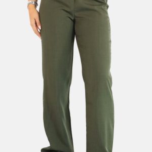 Straight leg pantalon met hoge taille kaki