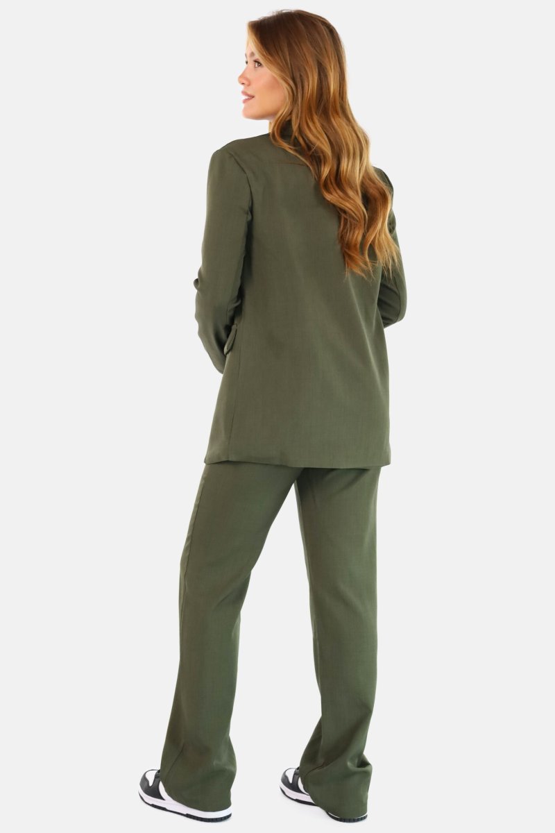 Straight leg pantalon met hoge taille kaki - Afbeelding 5
