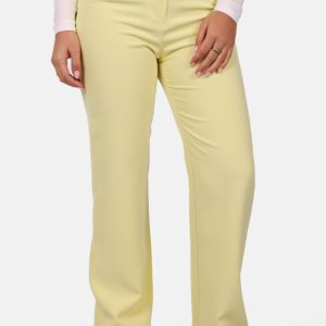 Straight leg pantalon met hoge taille lichtgeel