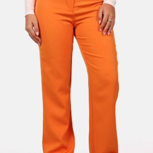Straight leg pantalon met hoge taille oranje