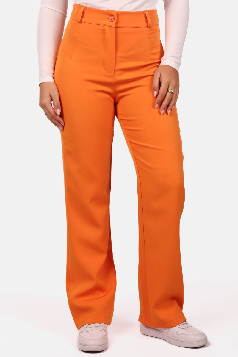 Straight leg pantalon met hoge taille oranje - Afbeelding 2