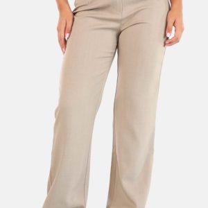 Straight leg pantalon met hoge taille taupe