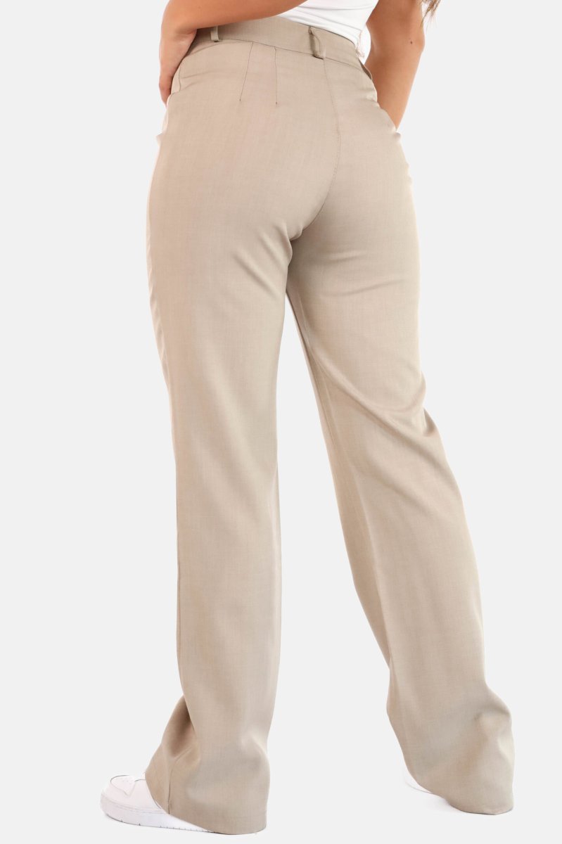 Straight leg pantalon met hoge taille taupe - Afbeelding 4