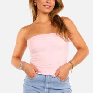 Strapless bandeautop aansluitend roze